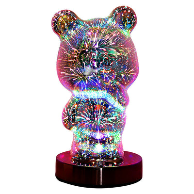 Lámpara LED 3D Fuegos Artificiales Multicolor con Osito USB para Mesita de Noche - Image 5
