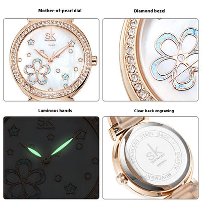 Reloj de Cuarzo para Mujer con Correa de Acero y Diamantes - Image 2