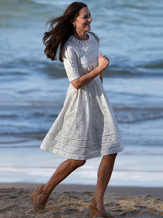 Vestido de Encaje Blanco Princesa Elegante