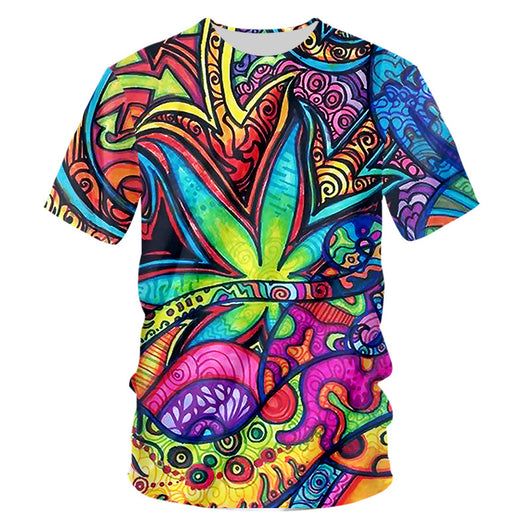 Playera Casual Estampado Psicodélico 3D con Tecnología Transpirable