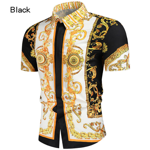 Camisa Slim Fit con Impresión 3D Digital - Manga Corta Moderna