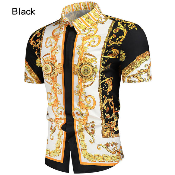 Camisa Slim Fit con Impresión 3D Digital - Manga Corta Moderna