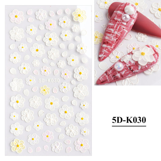Pegatinas de Uñas de Encaje Blanco Hueco 3D Diseño Mariposa para Novia - Image 7