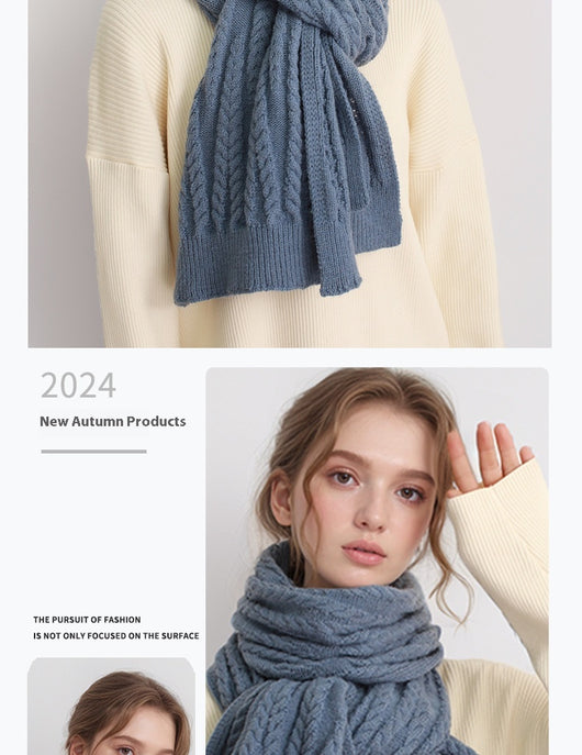 Bufanda de Lana Gruesa Otoño Invierno Estilo Europeo Americano con Textura Cashmere Artificial - Image 15