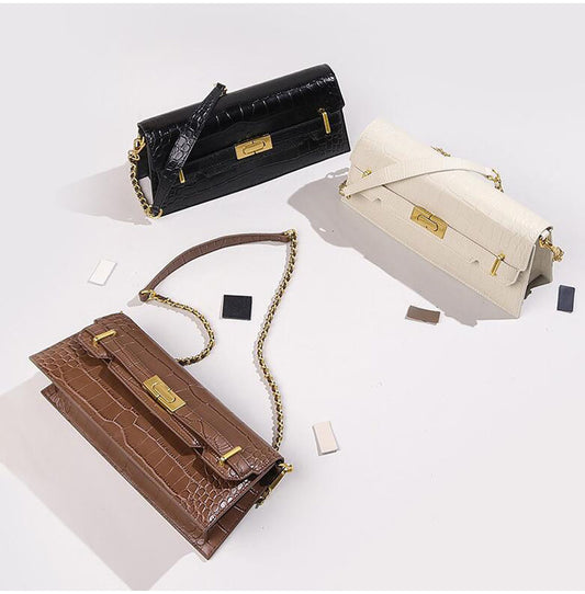 Bolso Bandolera de Cuero Genuino con Cadena - Diseño Minimalista