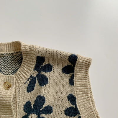 Chaleco Tejido Flores Retro Estilo Coreano para Niños - Image 13