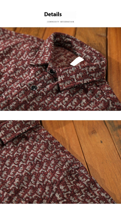 Abrigo Camisero de Lana Cuadros Houndstooth Hombros Caídos para Hombre - Image 11