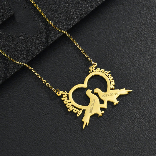 Collar de Pareja en Acero Inoxidable Europeo - Diseño Personalizado de Aves del Amor - Image 12