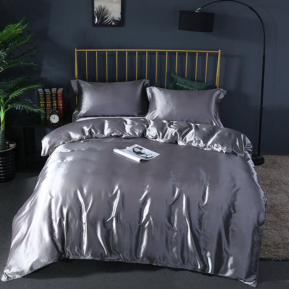 Juego de Cama Funda Nórdica Seda de Hielo Color Puro Verano
