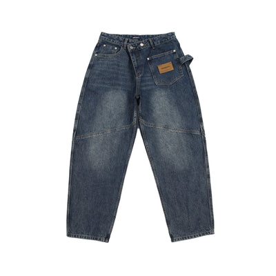 Pantalones Cargo Vaqueros Retro Lavado Pesado con Diseño de Bolsillos Oblicuos - Image 8