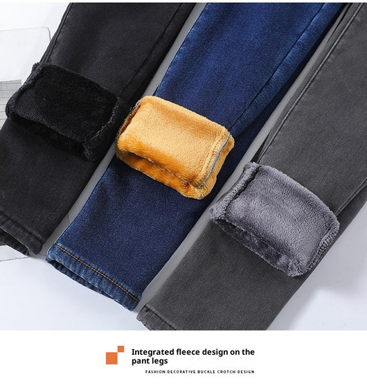 Jeans Cintura Alta Gris Ahumado con Acolchado de Terciopelo - Image 16