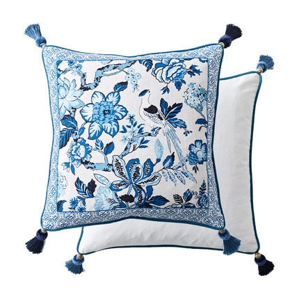 Funda de Cojín para Sofá Estilo Chino Moderno Porcelana Azul y Blanco - Image 7