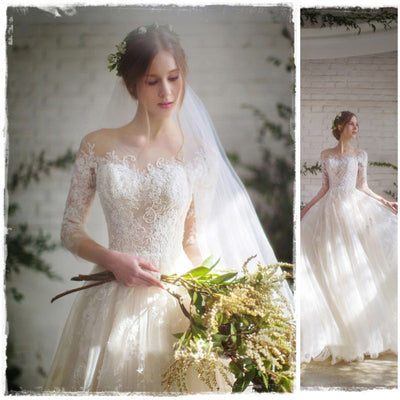 Vestido de Novia con Mangas de Encaje Elegante - Image 2