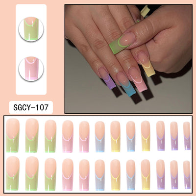 Uñas Postizas Degradado Floral con Efecto Espejo Electroplatado - Image 35