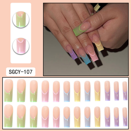 Uñas Postizas Degradado Floral con Efecto Espejo Electroplatado - Image 35