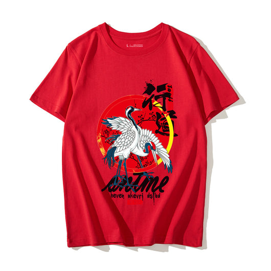 Camiseta suelta estampada con diseño de olas para hombre - Image 3