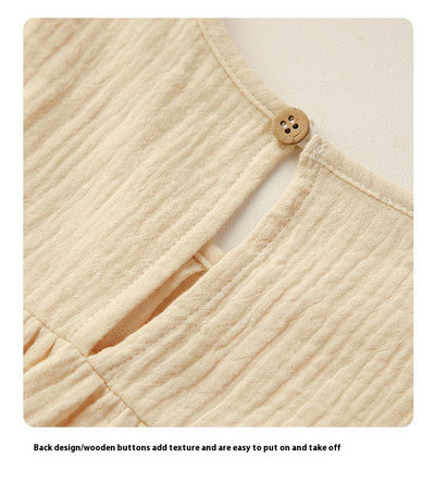 Blusa Retro de Algodón Cuello Redondo con Pliegues en el Pecho y Mangas Obispo - Image 9