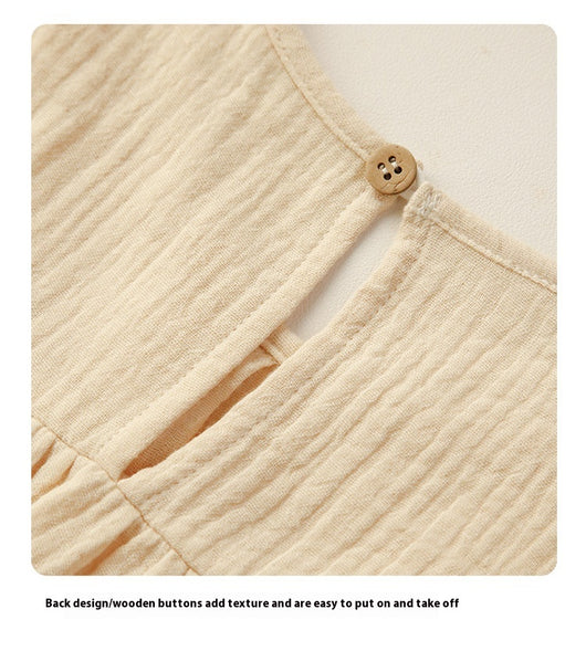 Blusa Retro de Algodón Cuello Redondo con Pliegues en el Pecho y Mangas Obispo - Image 9