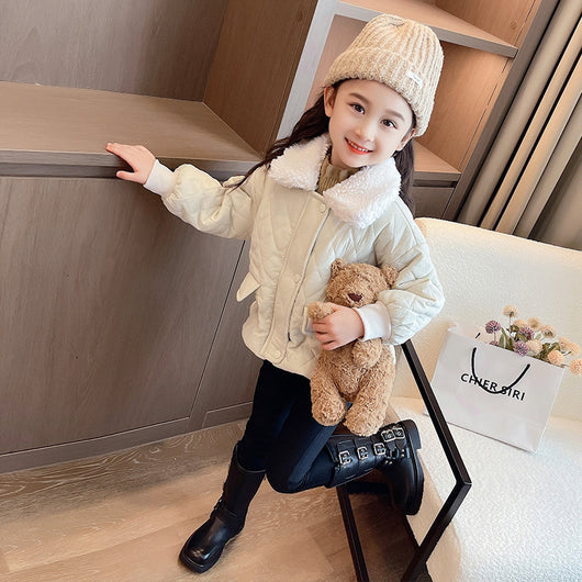 Chaqueta Casual de Invierno para Niñas con Cuello Polo Cálido - Image 21