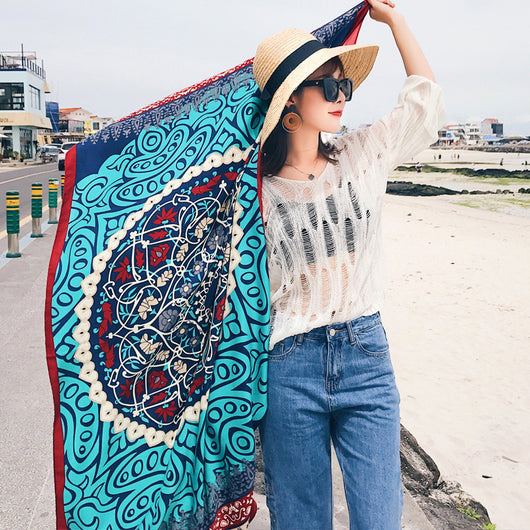 Pareo Bohemio Oversized con Protección Solar - Estilo Étnico - Image 5