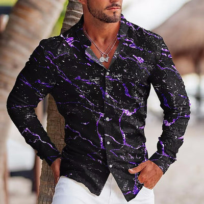 Camisa Estampada de Manga Larga con Solapa para Hombre - Image 17