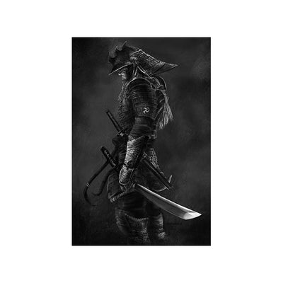 Cuadro Decorativo Samurai en Blanco y Negro - Image 8