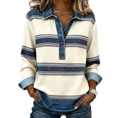 Suéter de Punto Cable Preppy con Distintivo para Mujer - Estilo Coreano a Rayas - Image 6