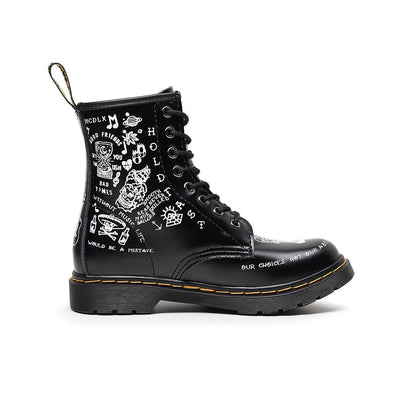 Botas de Cuero Personalizadas con Calavera Graffiti - Motociclista Unisex - Image 18