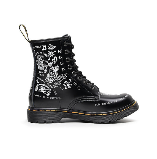 Botas de Cuero Personalizadas con Calavera Graffiti - Motociclista Unisex - Image 18