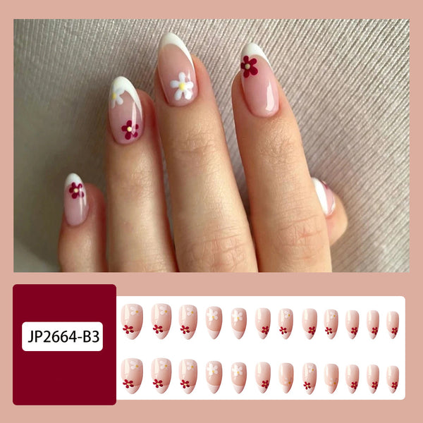Parches de Uñas Nude Delicado - Diseño Floral Fingertip - Image 2