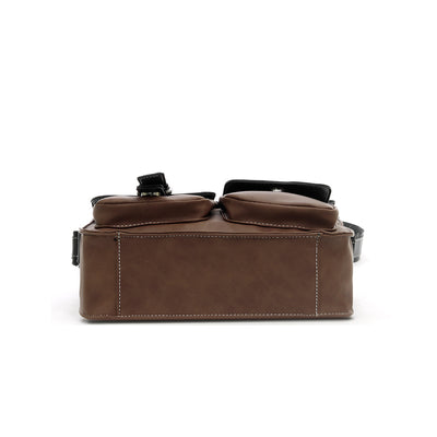 Bolsa Mensajero de Cuero con Múltiples Bolsillos - Estilo Retro Profesional - Image 5