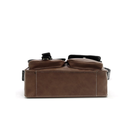 Bolsa Mensajero de Cuero con Múltiples Bolsillos - Estilo Retro Profesional - Image 5