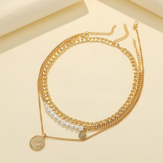 Collar Multicapa con Dije Moneda - Juego Completo de Cadenas Clavícula - Image 5