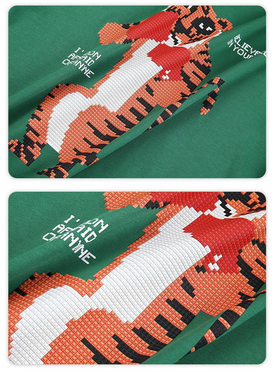 Camiseta Suelta Estampado Anime Tigre Manga Corta Unisex - Image 8