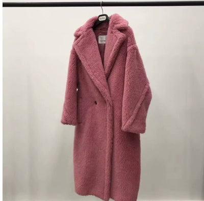 Abrigo Largo de Alpaca y Lana Rosa para Mujer - Image 17