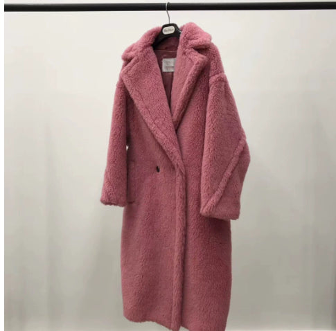 Abrigo Largo de Alpaca y Lana Rosa para Mujer - Image 17