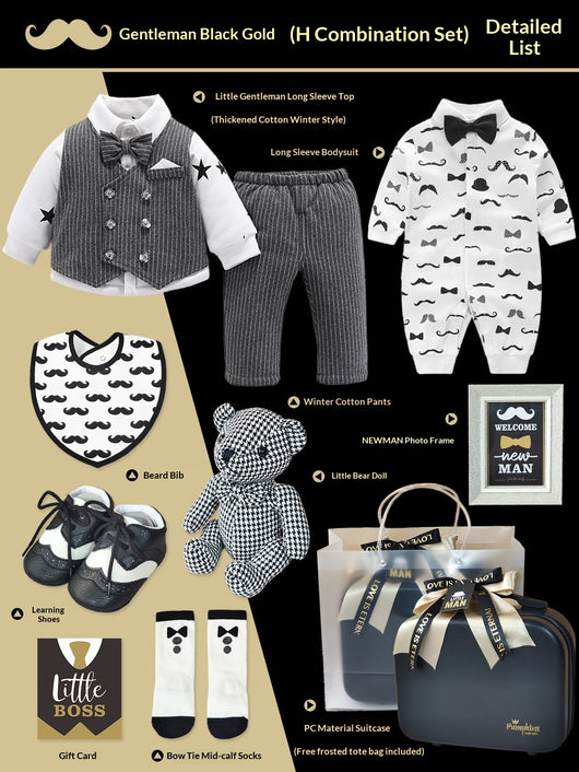 Conjunto Elegante Pequeño Caballero - Caja de Regalo Premium Negro y Oro - Image 11