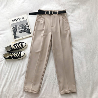 Pantalones Casuales de Cintura Alta Sueltos y Reductores de Color Sólido - Image 11