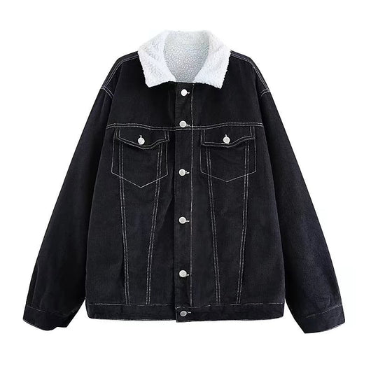 Chaqueta de Trabajo Acolchada Lana de Cordero Estilo Retro - Abrigo de Botones para Invierno - Image 2