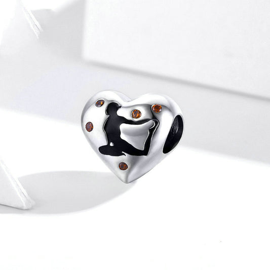 Pulsera de Plata Esterlina con Cuenta en Forma de Corazón