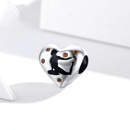 Pulsera de Plata Esterlina con Cuenta en Forma de Corazón