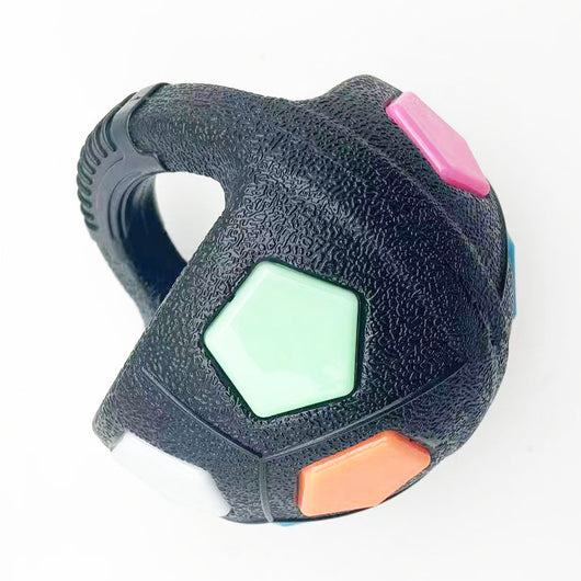 Black and white soccer ball dog toy with a textured handle, designed for interactive play and self-amusement. - Image 11