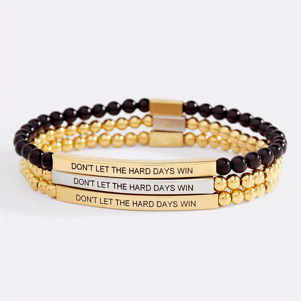 Pulsera de Cadena Acero Inoxidable Unisex con Cuentas de Oro Grabadas