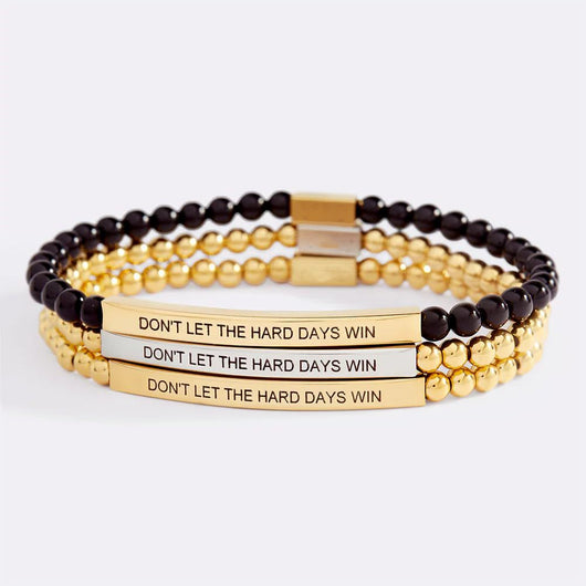 Pulsera de Cadena Acero Inoxidable Unisex con Cuentas de Oro Grabadas