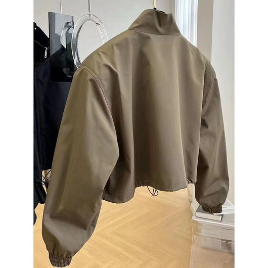 Abrigo Trench Corto para Mujer con Cuello Parado Casual - Image 3