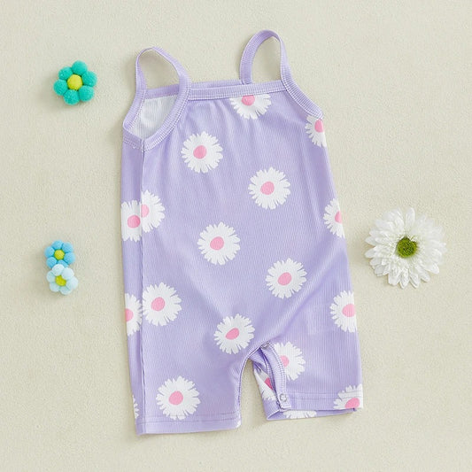 Enterizo Infantil Estampado Floral con Tirantes