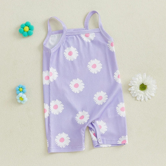 Enterizo Infantil Estampado Floral con Tirantes