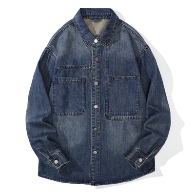 Camisa Denim Retro de Manga Larga Estilo Casual Americano - Image 5