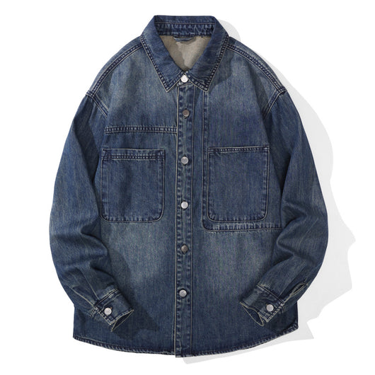 Camisa Denim Retro de Manga Larga Estilo Casual Americano - Image 5
