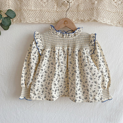 Muñeca Infantil de Manga Larga con Estampado Floral y Forro Suave